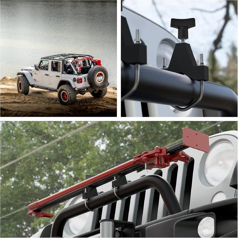 BATONECO High Lift Jack Mount, Hi Lift Jack Tube Mount 1-2.5" Round/Square Tubing Adjustable High Lift Jack Mounting Brackets Compatible with Universal Vehicle Front Bumper Bull Bars - Image 5
